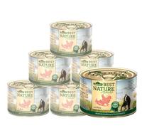 Dehner Best Nature - Nourriture pour Chat Adulte - Saumon et Poulet avec Riz - 6 x 200 g (1,2 kg)