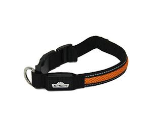 Dehner Collier pour Chien à LED Flash Collar, Longueur 51 cm, Hauteur 2,5 cm, Maille Filet Noir/Orange