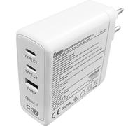 Dehner Elektronik SYS 1101-Type C 100 W2E Euro Chargeur USB 80 W 1x USB-A, 2x USB-C® Power Delivery 3.0, Quick Charge 3.0 blanc intérieure, pour prise murale