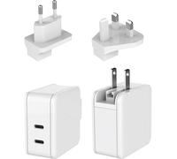 Dehner Elektronik XYPD65CC-ZUZ GaN US foldable with Plug-Set EU/UK white 2xUSB-C Alimentation de table et enfichable AC/DC 65 W USB-C® Power Delivery 3.0 blanc