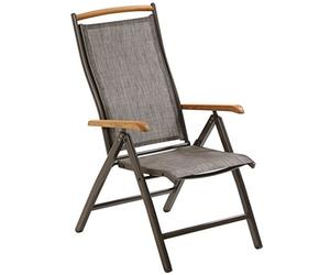 Dehner Fauteuil Pliant Calais, env. 110 x 70 x 61 cm, Textile/Aluminium/Bois de Teck FSC, Anthracite