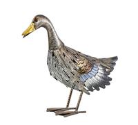 Dehner Figurine de Canard, décoration de Jardin, résistante au Gel, Article de décoration intérieur/extérieur, env. 43 x 37 x 16 cm, métal, argenté/Marron