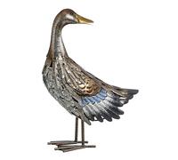 Dehner Figurine de Canard, décoration de Jardin, résistante au Gel, Article de décoration intérieur/extérieur, env. 30 x 44 x 16 cm, métal, argenté/Marron