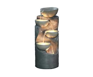 Dehner Fontaine de Jardin Salo avec éclairage LED, env. 81 x 34 x 33 cm, polyrésine, Gris