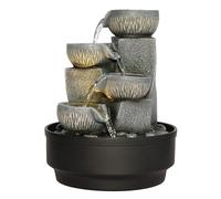 Dehner Fontaine d'intérieur Nalani - Fontaine d'intérieur avec éclairage LED - Environ 27 cm de Haut - Environ 21,5 cm de diamètre - Polyrésine - Gris
