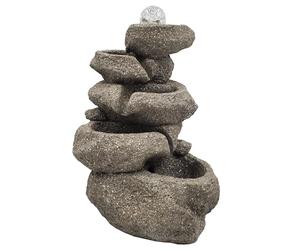 Dehner Fontaine d'intérieur Olina avec éclairage LED - Environ 16,5 x 34 x 22 cm - Polyrésine - Gris