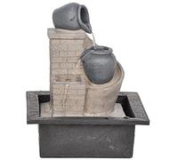 Dehner Fontaine d'intérieur Tatil avec éclairage LED, env. 26 x 21 x 18,3 cm, polyrésine, Gris/Beige