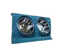 Dehner Gamelle Double en mélamine et Acier Inoxydable Bleu 38 x 25 x 7 cm