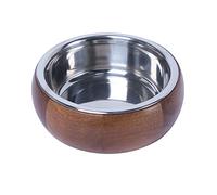 Dehner Gamelle pour Chien - Diamètre : 23 cm - Hauteur : 7,8 cm - Bois et Acier Inoxydable - Marron