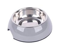Dehner Gamelle pour Chien et Chat - Diamètre : 22 cm - Hauteur : 6 cm - 700 ML - Mélamine - Acier Inoxydable et Caoutchouc - Gris