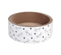 Dehner Griffoir Circulaire pour Chat avec Herbe à Chat, Ø 43 cm, Hauteur 15,5 cm, matériau Naturel, Blanc