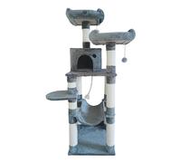Dehner Lieblinge Akiro Arbre à Chat Robuste, Arbre d'escalade pour Chat, env. 50 x 150 x 50 cm, MDF/sisal/Polyester, Gris/Beige