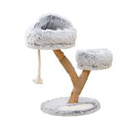 Dehner Lieblinge Berlioz Arbre à Chat Robuste pour Chat, env. 49 x 83 x 49 cm, Peluche, Panneau de Particules, Jute, Bois, Gris Clair