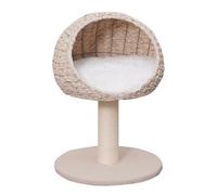 Dehner Lieblinge Boris Arbre à Chat Robuste, Arbre d'escalade pour Chat, env. 43 x 62 x 43 cm, Peluche, Panneau de Particules, sisal, rotin, Beige/Blanc