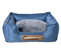 Dehner Lieblinge Cyrus Lit Douillet pour Chien avec Fond antidérapant, env. 57 x 52 x 18 cm, Taille M, Polyester/polypropylène, Bleu