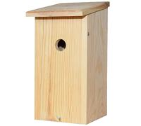 Dehner Natura Birga Nichoir de qualité supérieure pour Oiseaux Sauvages, Robuste, env. 16 x 32,5 x 20,5 cm, Trou d'entrée de 32 mm, en Bois de pin certifié FSC, Naturel