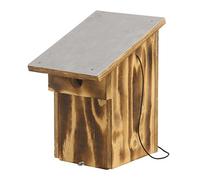 Dehner Natura Mangeoire en Forme de nichoir avec Toit en Aluminium, 32 mm Avion Trous, env. 28,5 x 14,5 x 25 cm, Bois, Marron