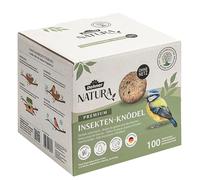 Dehner Natura Premium boulettes de mésange sans Filet, boulettes d'insectes, Nourriture pour Oiseaux Sauvages Riche en protéines et énergie Toute l'année, 100 pièces de 90g (9kg), boîte certifiée FSC