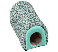 Dehner Niche pour Petit Animal Hideout, env. 30,5 x 15 x 18 cm, Nylon/Peluche, Turquoise/Gris