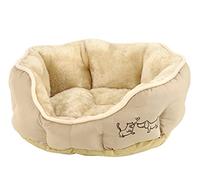 Dehner Panier Ovale Sammy pour Chien ou Chat en Polyester, Beige env. 45 x 40 x 14 cm
