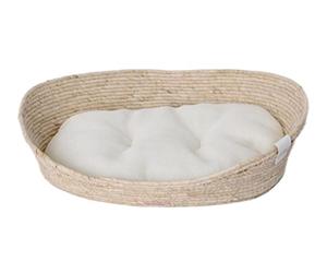Dehner Premium Lovely Lit Douillet pour Sommeil Profond, 58 x 48 x 18 cm, matériau Naturel/Peluche, Blanc/Beige