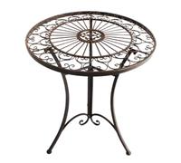 Dehner Table de Jardin Antique, résistante aux intempéries, Table décorative pour intérieur/extérieur, env. Ø 61 cm, Hauteur 72 cm, Fer, Marron foncé