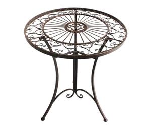Dehner Table de Jardin Antique, résistante aux intempéries, Table décorative pour intérieur/extérieur, env. Ø 61 cm, Hauteur 72 cm, Fer, Marron foncé