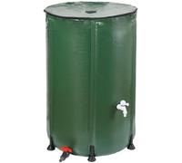 Dehner Tonneau de Pluie Pliable, réservoir d'eau de Pluie extérieur, diamètre env. 60 cm, Volume 200 l, avec Robinet d'écoulement, PVC, Vert foncé