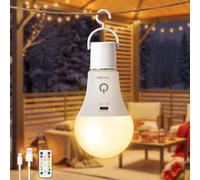 Dehobo Ampoule Rechargeable Avec Télécommande - Ampoule E27 Dimmable 3 Couleurs - 7W Touch Control avec Fonction de Timing - Ampoule d'urgence pour Camping, Randonnée, 1 Pack