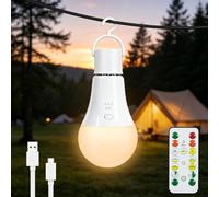 Dehobo Ampoule Rechargeable Avec Télécommande Dimmable 3 Couleurs,1 Pack | Ampoule Rechargeable E27, 7W Bouton Control Ampoules avec Fonction de Timing pour Éclairage D'urgence Extérieur Blanc