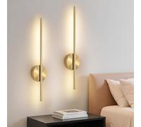 Dehobo Applique Murale Intérieure Avec Interrupteur et Télécommande 2 Pcs - Lampe Murale Sans Fil 3 Températures Rechargeable Dorée - Luminaire Mural Interieur 60CM pour Chambre Salon Couloir Escalier