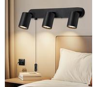 Dehobo Applique Murale Intérieure avec Prise - Applique Intérieure avec Interrupteur Tourner 350° - Applique Murale avec Interrupteur Pour Chambre à Coucher, Salon, Couloir - Sans Ampoules