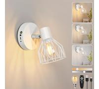 Dehobo Applique Murale Intérieure, Lampe Murale Sans Fil USB Rechargeable avec Dimmables E14 Ampoules, Blanc Lampe de Chevet avec Télécommande 3 Températures pour Chambre, Salon & Couloir