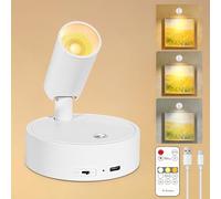 Dehobo Applique Murale Intérieure Rechargeable Blanc avec Commande Tactile et Télécommande - 3 Couleurs Dimmable Intensité Variable - Sans Fil Spot Murale LED Timer pour Chambre, Art Plantes,1 PCS