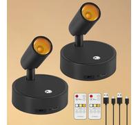 Dehobo Applique Murale Intérieure Rechargeable USB avec Commande Tactile et Télécommande - 3 Couleurs Dimmable Intensité Variable - Sans Fil Spot Murale LED avec Timer pour Chambre, Art Plantes,2 PCS