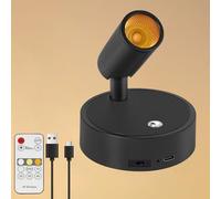 Dehobo Applique Murale Intérieure Rechargeable USB avec Commande Tactile et Télécommande - 3 Couleurs Dimmable Intensité Variable - Sans Fil Spot Murale LED avec Timer pour Chambre, Art Plantes,1 PCS