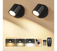 Dehobo Applique murale rechargeable d'intérieur, appliques murales à piles avec télécommande, 3 températures de couleur, lampes à spot pour photo à coller pour décoration de maison, lampes sans fil