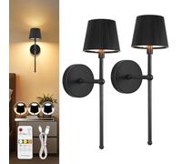 Dehobo Lot de 2 Appliques Murales Rechargeables, Fonctionnant à Piles Avec 3 Températures de Couleur, Rayures à Intensité Variable 5200 mAh, Appliques Murales Sans Fil Pour Intérieur Pour Salon