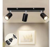 Dehobo Plafonnier LED Orientables 3 Spots GU10, Spots de Plafond Moderne Cuisine Éclairage de Plafond Luminaire, Aluminium Applique Murale Noir pour Salon Chambre (Sans Ampoule)