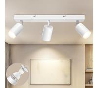 Dehobo Plafonnier LED Orientables 3 Spots GU10, Spots de Plafond Moderne Cuisine Éclairage de Plafond Luminaire, Aluminium Applique Murale Blanc pour Salon Chambre (Sans Ampoule)