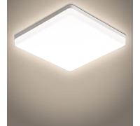 Dehobo Plafonnier Salle de Bain 48W, Plafonnier LED Blanc Neutre 4500K, Étanche Luminaire Salle de Bain Plafonnier 2400LM LED Plafonnier Carré pour Salle de Bain Chambre Cuisine Balcon Garage