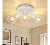 Dehobo Plafonnier Spot Orientable avec Douille E14 - Style Rétro Spots de Plafond - Plafonnier Led Cuisine 3 Spots Blanche - Plafonnier Industriel pour Cuisine Chambre Salon, Sans Ampoules