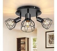 Dehobo Plafonnier Spots Orientables, Plafond LED 3 Spots E14 Noir | Rampe de Spots en Métal, Luminaire Moderne Industriel pour Cuisine Chambre Salon, max. 40W, sans Ampoules