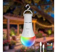 Dehobo RGB Ampoule Rechargeable USB-C Avec Télécommande - Ampoule E27 Dimmable 3 Couleurs - 7W Ampoules avec Fonction de Timing - pour Décorations de Noël Camping, 1 Pack