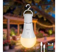 Dehobo RGB E27 Ampoule Rechargeable Avec Télécommande, 1 Packs | Ampoule Rechargeable Extérieure Dimmable 3 Couleurs, 7W Ampoules avec Fonction de Timing pour Décorations de Noël Camping