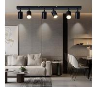 Dehobo Spot de plafond LED orientable à 350° 6 ampoules GU10 - Spot mural noir - Lampe de plafond pour salon, chambre à coucher, cuisine, non ampoule GU10
