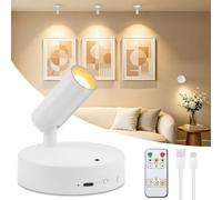 Dehobo Spot LED Sans Fil Rechargeable 4000 mAh - Applique Murale Intérieure Rechargeable Avec Minuterie et Trois Couleurs, Intensité Réglable - Rotation à 350°, Pour Les Plantes, Blanc lot de 1