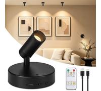 Dehobo Spot LED Sans Fil Rechargeable 4000 mAh - Applique Murale Intérieure Rechargeable Avec Minuterie et Trois Couleurs, Intensité Réglable - Rotation à 350°, Pour Les Plantes, Lot de 1