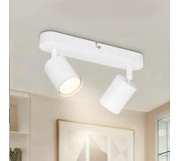 Dehobo Spot Plafond GU10 Orientables - Plafonnier LED 2 Spots - Plafonnier Spot Blanc - Moderne Applique Plafond Interieur LED pour Cuisine Salon Chambre, Sans Ampoule