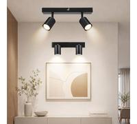 Dehobo Spot Plafond GU10, Plafonnier LED 2 Spots de Plafond Double GU10 Orientable Moderne, Plafonnier Blanc Mat, Sans Ampoules, Plafonnier pour Cuisine Chambre Salon Couloir Salle à Noir- 2 Pièces